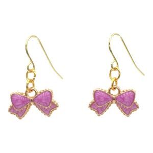 Purple Bow Dangle Earrings Cute Kawaii Jewelry classic elegant dainty sweet